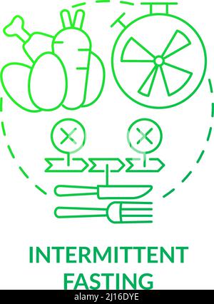 Symbol für intermittierendes Fasten mit grünem Gradienten Stock Vektor