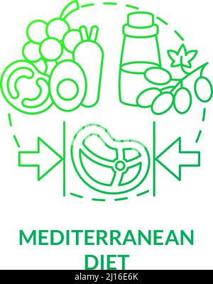 Mediterranes Diät grün Gradienten Konzept Symbol Stock Vektor