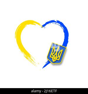 Vektor-Herz mit Ukraine Dreizack. Stock Vektor