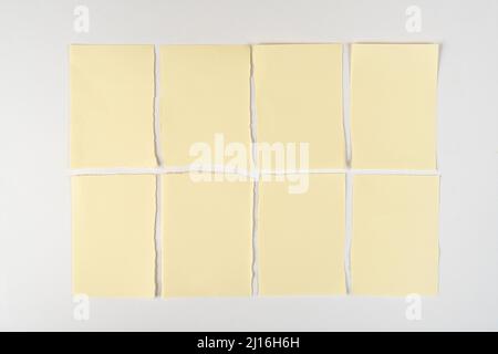 Ein leeres Blatt Papier, das in mehrere Teile zerrissen ist Stockfoto