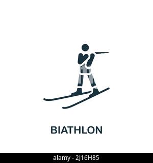 Biathlon-Symbol. Monochromes, einfaches Symbol für Vorlagen, Webdesign und Infografiken Stock Vektor