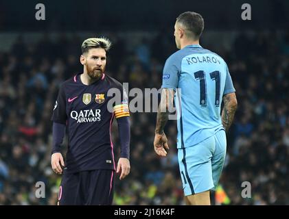 MANCHESTER, ENGLAND - 1. NOVEMBER 2016: Lionel Messi aus Barcelona, aufgenommen während des UEFA Champions League-Spiel der Gruppe C zwischen Manchester City und dem FC Barcelona im City of Manchester Stadium. Copyright: Cosmin Iftode/Picstaff Stockfoto
