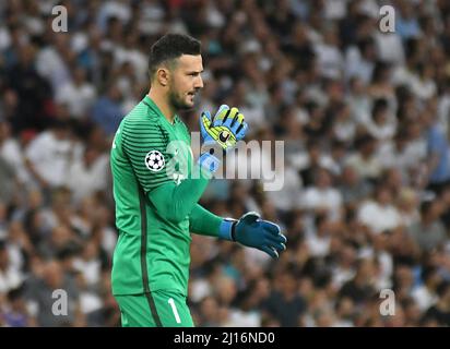 MANCHESTER, ENGLAND - 14. SEPTEMBER 2016: Monaco-Torwart Danijel Subasian feiert ein Tor, das sein Team während des UEFA Champions League-Spiel der Gruppe E zwischen Tottenham Hotspur und AS Monaco im Wembley-Stadion erzielt hat. Copyright: Cosmin Iftode/Picstaff Stockfoto