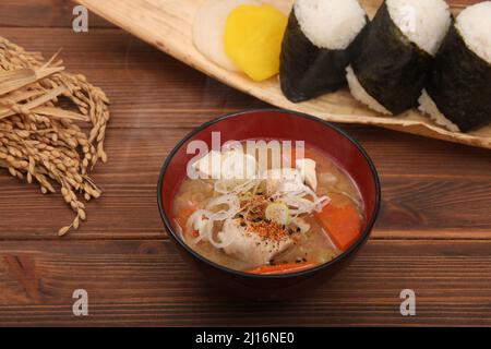 Schweinsmisoup, Japanische Küche Stockfoto