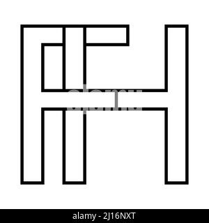 Logo, fh hf-Symbol, nft fh-Zeilensprungbuchstaben f h. Stock Vektor