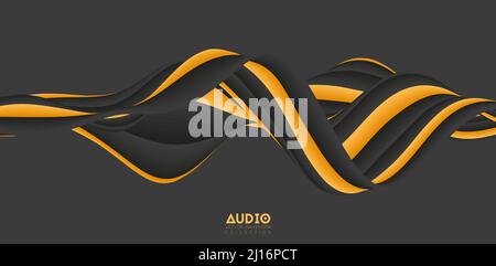 Visualisierung von Schallwellen. Solide 3D-Wellenform. Muster für Sprachmuster. Stock Vektor