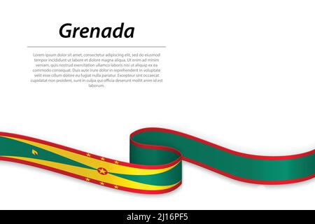 Winkende Band oder Banner mit Flagge Grenada. Für Independence day Poster Design Template Stock Vektor