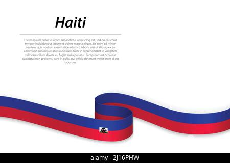 Winkende Band oder Banner mit Flagge Haiti. Für Independence day Poster Design Template Stock Vektor