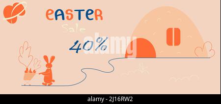 Osterbanner, Poster, Grußkarte. Moderner, minimalistischer Stil Stock Vektor