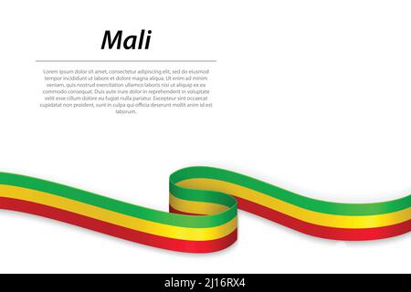 Winkende Band oder Banner mit Flagge von Mali. Für Independence day Poster Design Template Stock Vektor