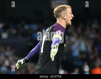 MANCHESTER, ENGLAND - 24. AUGUST 2016: Joe Hart aus der Stadt, aufgenommen während der zweiten Etappe der UEFA Champions League 2016/17 im Etihad Stadium zwischen Manchester City (Engalnd) und FCSB (Rumänien). Copyright: Cosmin Iftode/Picstaff Stockfoto