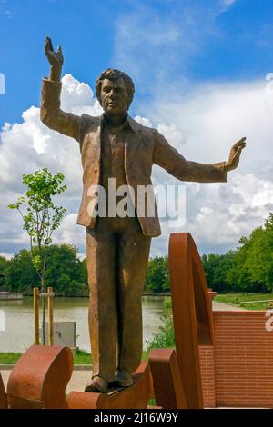 Route, die Claude Nougaro und seiner Karriere gewidmet ist, auf dem Rastplatz der Autobahn Port Lauragais (A61) entlang des Canal du Midi. Werke von Pascale und Thierry Delorme. Avignonet Lauragais, Österreich, Frankreich Stockfoto