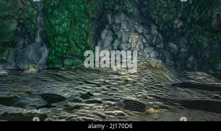 Bizarre Höhlenresten in einer unterirdischen Höhle, unterirdische Landschaft Stockfoto