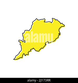 Einfache Übersichtskarte von Odisha ist ein Staat von Indien. Stilisiertes, minimalistisches Liniendesign Stock Vektor