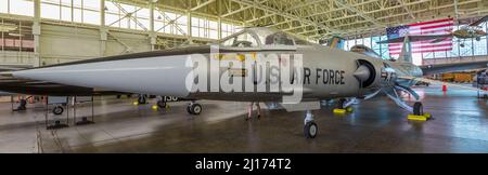 Honolulu, Oahu, Hawaii, Vereinigte Staaten - August 2016: American US Air Force Aircraft Lockheed F-104A Starfighter Interceptor vom 1954 im Hangar 79 von Stockfoto