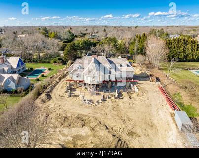 Luftaufnahme der 9 hither Lane, East Hampton, NY Stockfoto