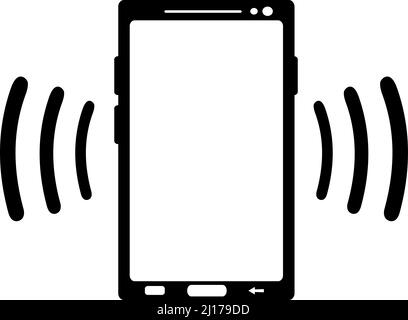 Vektordarstellung des Symbols eines Mobiltelefons, das mit Wellenformen vibriert Stock Vektor