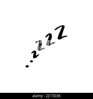 „Sleep zzzz Doodle“-Symbolsatz. Symbol für einen träumlichen Traum. Doodle Comic Skizze Stil Vektor Illustration. Stock Vektor