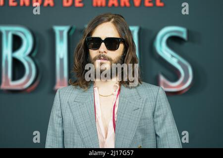 Madrid, Spanien. 23. März 2022. Der amerikanische Schauspieler Jared Leto nimmt an der Fotozelle von 'Morbius' in Madrid Teil. Kredit: SOPA Images Limited/Alamy Live Nachrichten Stockfoto