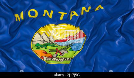 Flagge des US-Bundesstaates montana. 3D Rendern Stockfoto