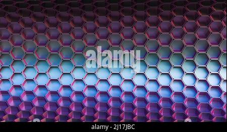 Abstrakter sechseckiger Zellhintergrund. 3D Rendern Stockfoto