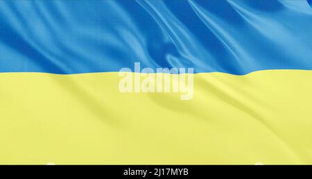 Flagge der Ukraine winkt 3D Animation. Die ukrainische Flagge Stockfoto