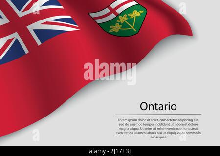 Die Wellenfahne von Ontario ist eine Region Kanadas. Banner- oder Ribbon-Vektorvorlage Stock Vektor