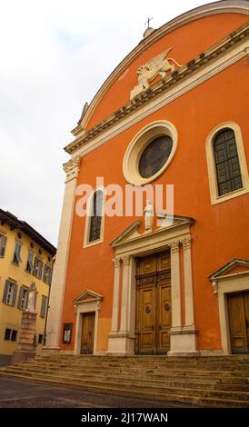 Die 15.. Jahrhundert Chiesa di San Marco - Kirche des heiligen Markus - in Rovereto, Trentino-Südtirol, Nordostitalien Stockfoto