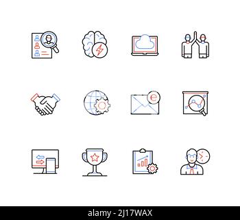 Büro und Online-Arbeit - Linie Design Stil Symbole Stock Vektor