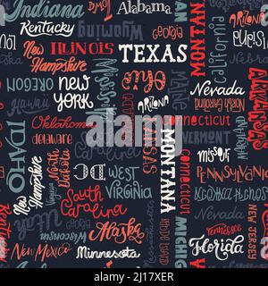 Fun Hand geschrieben USA nahtlose Muster, niedlichen Doodle Buchstaben Hintergrund, ideal für Textilien, Banner, Tapeten, 4.. Juli - Vektor-Design Stock Vektor