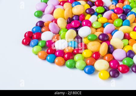 Large group of candies, colorful background, red, blue, yellow, pink, purple, orange and green colors Stockfoto