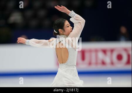 Sud de France Arena, Montpellier, Frankreich. 23. März 2022. Haein Lee aus Südkorea während des Women's Short Program, der World Figure Skating Championship in der Sud de France Arena, Montpellier, Frankreich. Kim Price/CSM/Alamy Live News Stockfoto