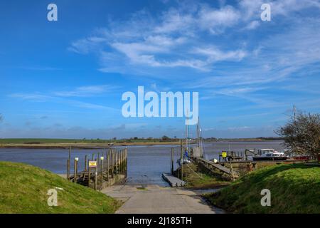 Der Slipway in Blackpool und Fleetwood Yacht Club an der Flussmündung des Wyre, Poulton-le-Fylde, Lancashire Stockfoto