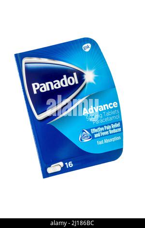 Ein Paket von Panadol voraus generische Paracetamol Tabletten. Stockfoto