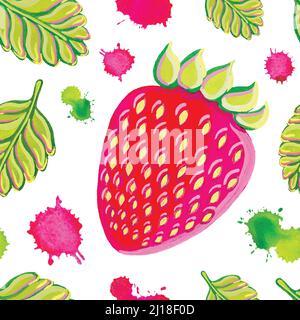Nahtlose Muster mit Erdbeeren. Vektor-Illustration. Stock Vektor