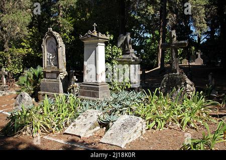 KORFU, GRIECHENLAND - 14. SEPTEMBER 2017 Gräber der Gefallenen der Britische Friedhof in Korfu-Stadt Stockfoto