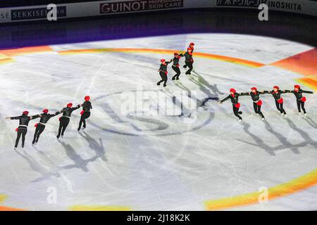 Montpellier, Frankreich. 23.. März 2022. Eröffnungszeremonie bei den ISU Eiskunstlauf-Weltmeisterschaften 2022 in der Sud de France Arena, am 23. März 2022 in Montpellier Oczitanien, Frankreich. Quelle: Raniero Corbelletti/AFLO/Alamy Live News Stockfoto