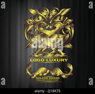 Golden Swans für Luxus-Logo. Aussagekräftige und auffällige Vektor. Kann für jedes Geschäft oder anderen Anlass verwendet werden Stock Vektor