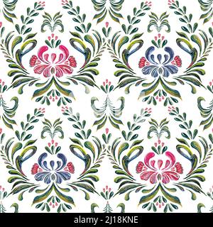 Vektor Blumenmuster. Ethnisches Blumenornament. Ukrainischer traditioneller Stil. Petrykiwka Kunst. Ukrainische Volkskunst Stock Vektor