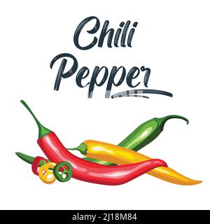 Mexikanische jalapeno Chili-Pfeffer-Vektor-Symbol auf weißem Hintergrund. Colours Chili Chili Set. Stock Vektor