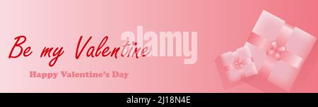 Vektorgrafik „Be my valentine“ für Poster, Grußkarten, Broschüren, Website-Design und Banner. Das Design verfügt über Geschenke. Stock Vektor