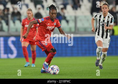 Turin, Italien. 23.. März 2022. Während des UEFA Womens Champions Viertelfinals erstes Beinspiel zwischen Juventus und Olympique Lionnais im Allianz-Stadion in Turin, Italien Cristiano Mazzi/SPP Credit: SPP Sport Press Foto. /Alamy Live News Stockfoto