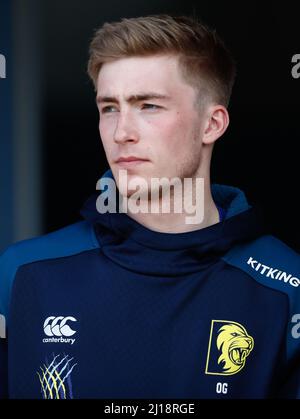 DURHAM CITY, GROSSBRITANNIEN. MÄR 23. Oliver Gibson von Durham blickt auf das Spiel der MCC University zwischen Durham UCCE und dem Durham County Cricket Club am Mittwoch, dem 23.. März 2022, auf der Rennbahn in Durham City. (Kredit: Will Matthews | MI News) Kredit: MI News & Sport /Alamy Live News Stockfoto