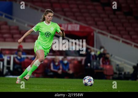 London, Großbritannien. 23. März 2022. Tabea Wassmuth (28 Wolfsburg) im Einsatz während des UEFA Womens Champions League-Spiels zwischen Arsenal und VfL Wolfsburg im Emirates Stadium in London, England. Liam Asman/SPP Credit: SPP Sport Press Photo. /Alamy Live News Stockfoto