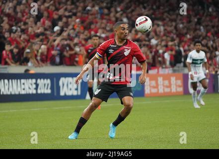 Curitiba, Brasilien. 23. März 2022. Christian während Athletico gegen Coritiba. Erste Etappe für das Halbfinale der Paranaense Championship 2022. Joaquim Américo Guimarães Stadion in Curitiba, PR. Kredit: Carlos Pereyra/FotoArena/Alamy Live Nachrichten Stockfoto