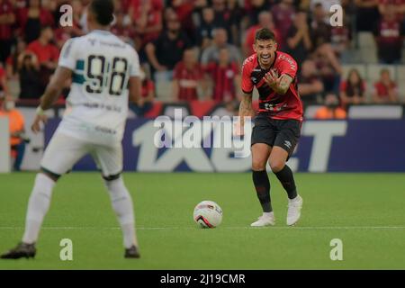 Curitiba, Brasilien. 23. März 2022. Pedro Henrique während Athletico und Coritiba. Erste Etappe für das Halbfinale der Paranaense Championship 2022. Joaquim Américo Guimarães Stadion in Curitiba, PR. Kredit: Reinaldo Reginato/FotoArena/Alamy Live Nachrichten Stockfoto