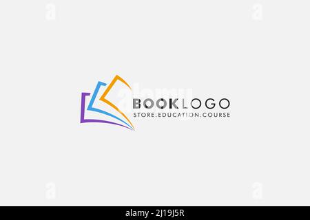 Open Book Logo Education Flat Vector minimales Logo Design Stock Vektor