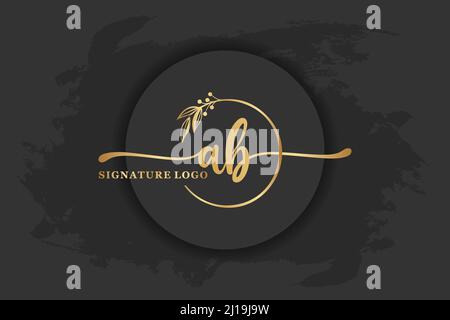 goldenes Signaturlogo für Anfangsbuchstaben ab. Handschrift Vektor Illustration Bild Stock Vektor