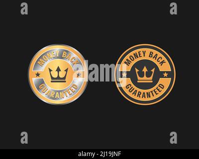 Geld-zurück-Garantie Abzeichen, Rückzahlung oder Sonderangebot isoliert Symbolvektor. Schnäppchen, Zertifikat oder Stempel, Shopping und Business Emblem. Safe shopp Stock Vektor
