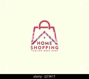 Dach isoliert Einkaufstasche Logo-Design, verwendbares Logo für den Einzelhandel. Industrie. Property Logo Design Vorlage Illustration Stock Vektor